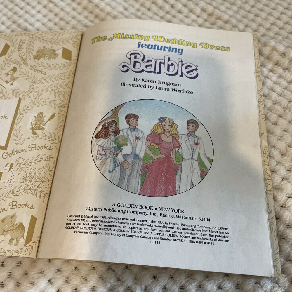 Missing Wedding Dress Featuring Barbie #107-63 A Little Golden Book "K" Edition - Picture 3 of 4